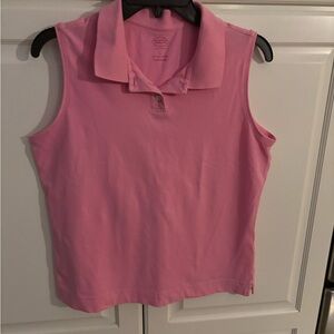 Talbots‎ Pink Sleeveless Pullover Polo Shirt S Lagenlook Casual Basic V-Neck Top